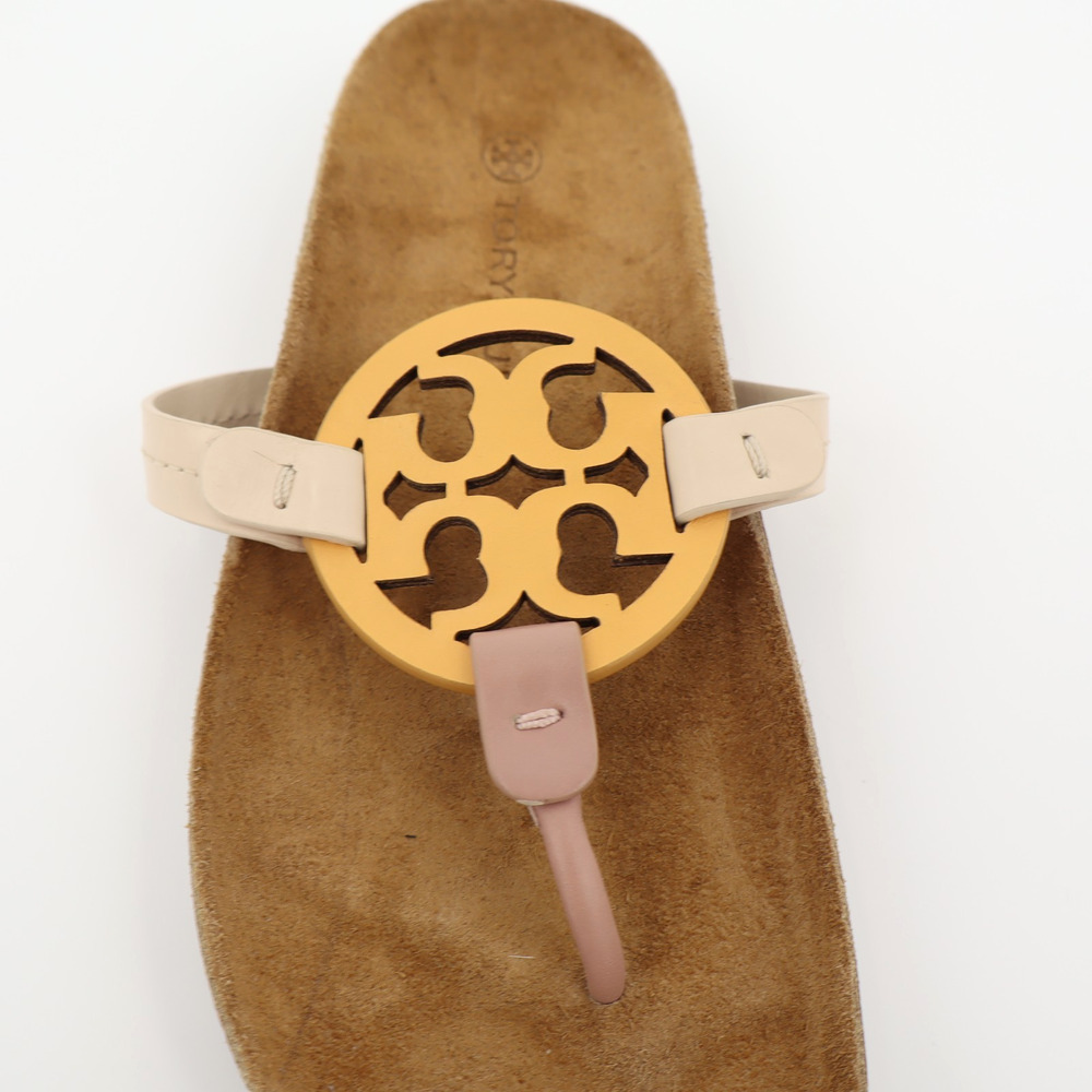 Tory Burch Women's Miller Cloud Sandal Leather Neutral Cork Summer Resort Sz 7 - Picture 7 of 9